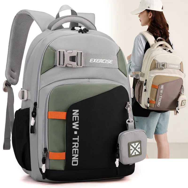 Fashion Women's Backpack New Nylon Waterproof Students School Bag Men Travel Backpacks Large Capacity School Backpack 9116