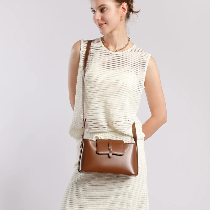 New Women's Bag Luxury Designer Split Leather Women Shoulder Bag High Quality Cowhide Crossbody Bags French Vintage Handbag
