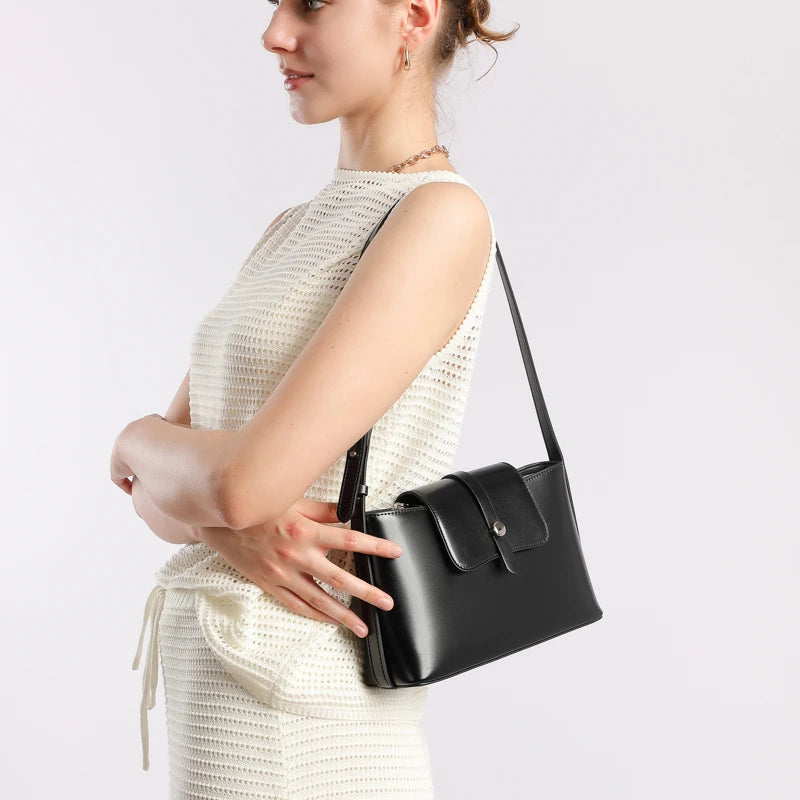 New Women's Bag Luxury Designer Split Leather Women Shoulder Bag High Quality Cowhide Crossbody Bags French Vintage Handbag