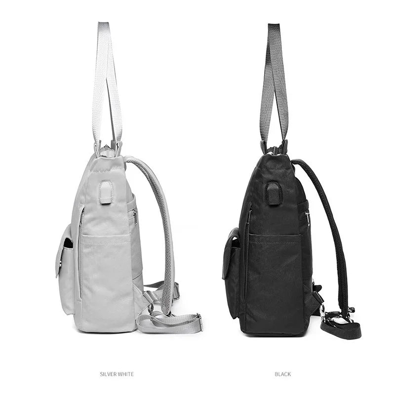 Women backpack Waterproof Stylish Laptop Backpack  Oxford Canvas USB College Backpack bag fem