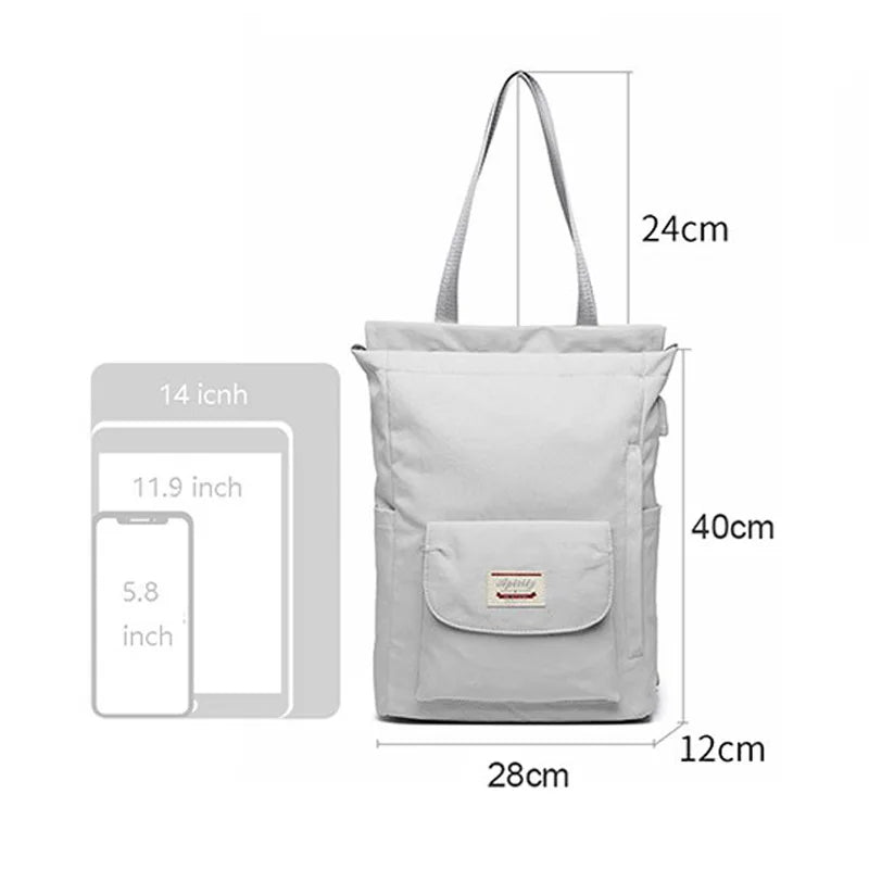 Women backpack Waterproof Stylish Laptop Backpack  Oxford Canvas USB College Backpack bag fem