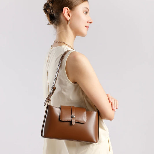 New Women's Bag Luxury Designer Split Leather Women Shoulder Bag High Quality Cowhide Crossbody Bags French Vintage Handbag