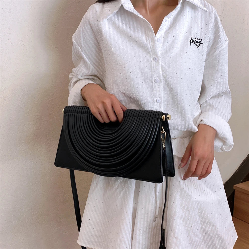 Branded Luxury Evening Clutch Purse For Women Noodles Design Golden Crossbody Bag For Wedding Dinner Party Designer Handbag 2025