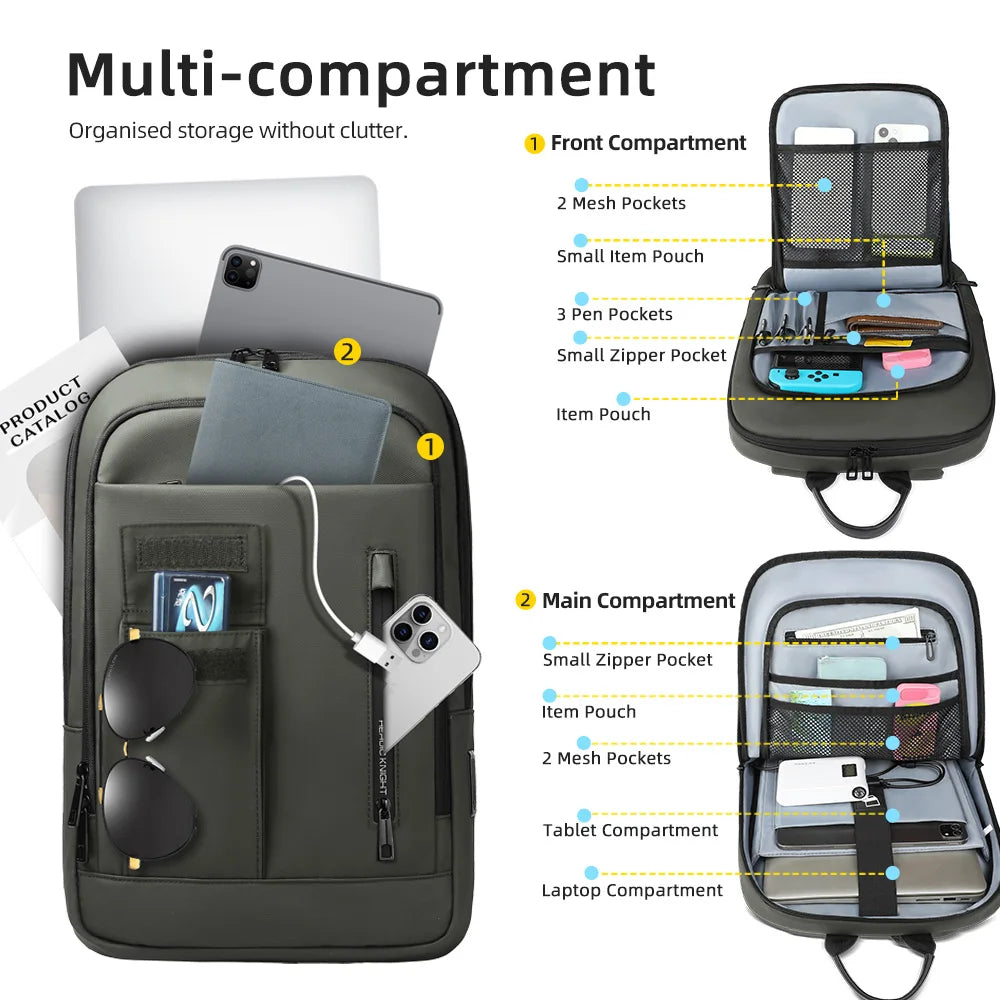 Backpack Waterproof Men 15.6" Laptop Bag Stylish Male Multifunctional Moto&Biker Travel Shoulder Bag