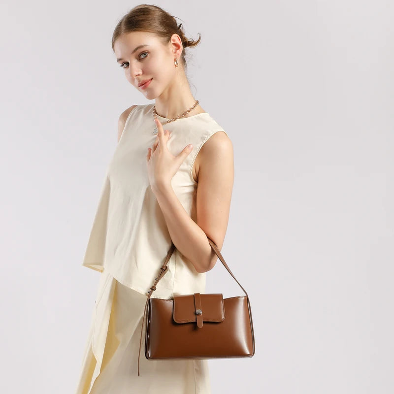 New Women's Bag Luxury Designer Split Leather Women Shoulder Bag High Quality Cowhide Crossbody Bags French Vintage Handbag
